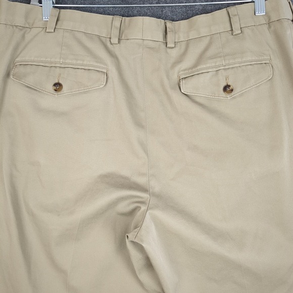 L.L. Bean Mens Khaki Double Pleated Chino Pants 100% Cotton Tan Size 37 - Picture 8 of 15